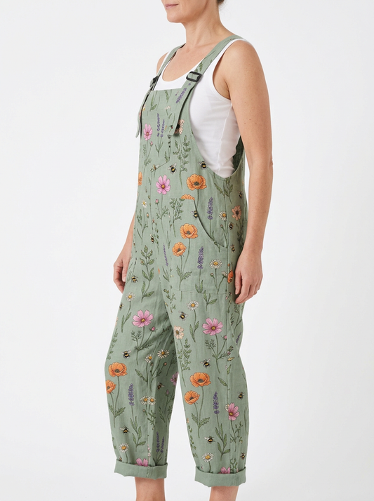 Comfortable Printed Overalls