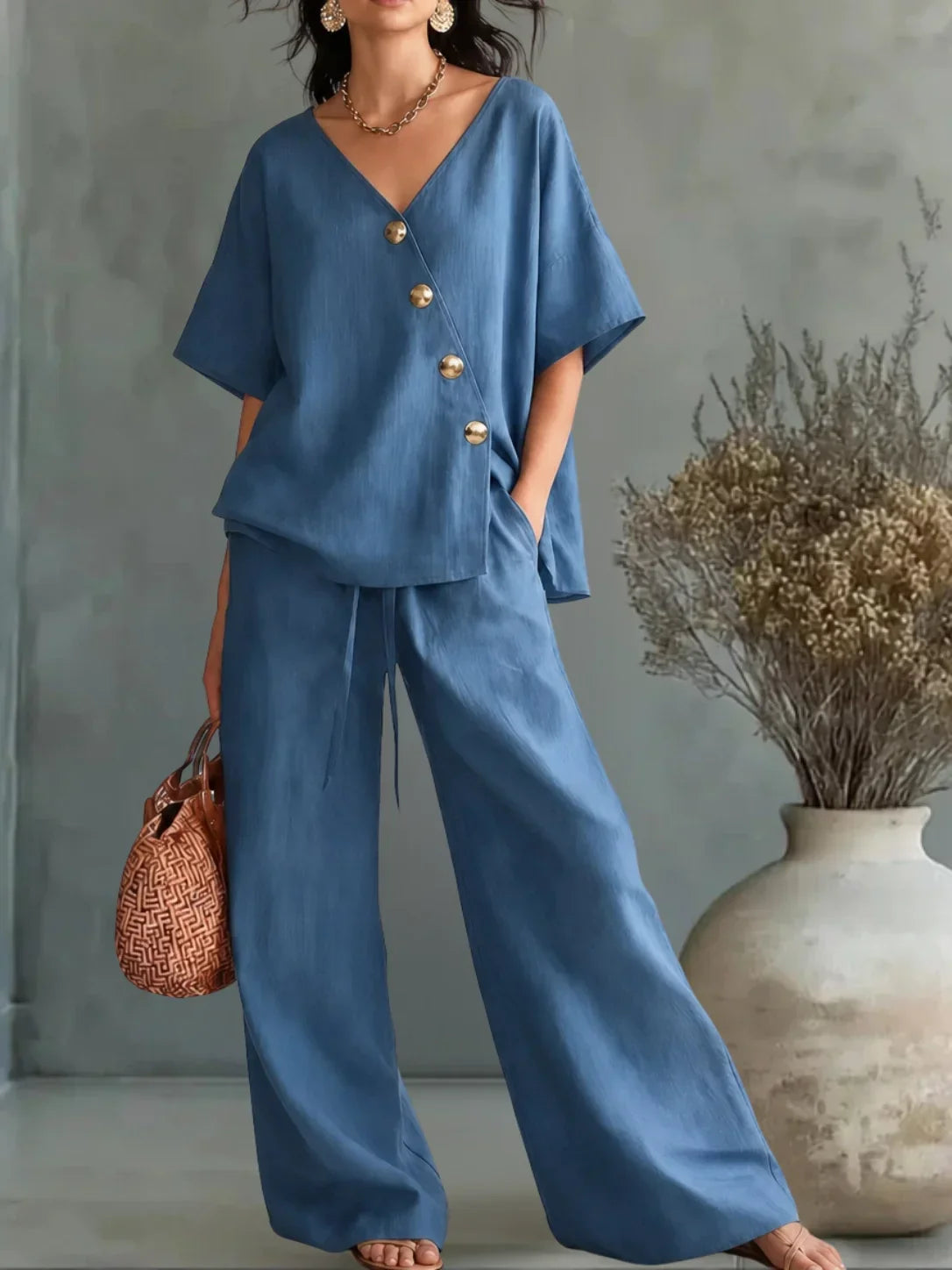 Nora | Button-Front Two-Piece Set