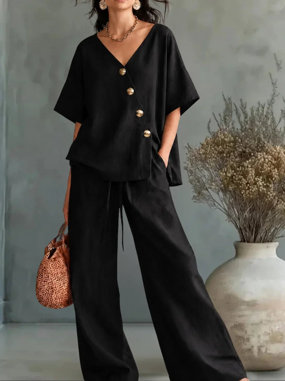 Nora | Button-Front Two-Piece Set
