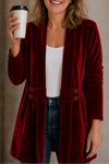 Velbourne – Double-Breasted Velvet-Look Cardigan