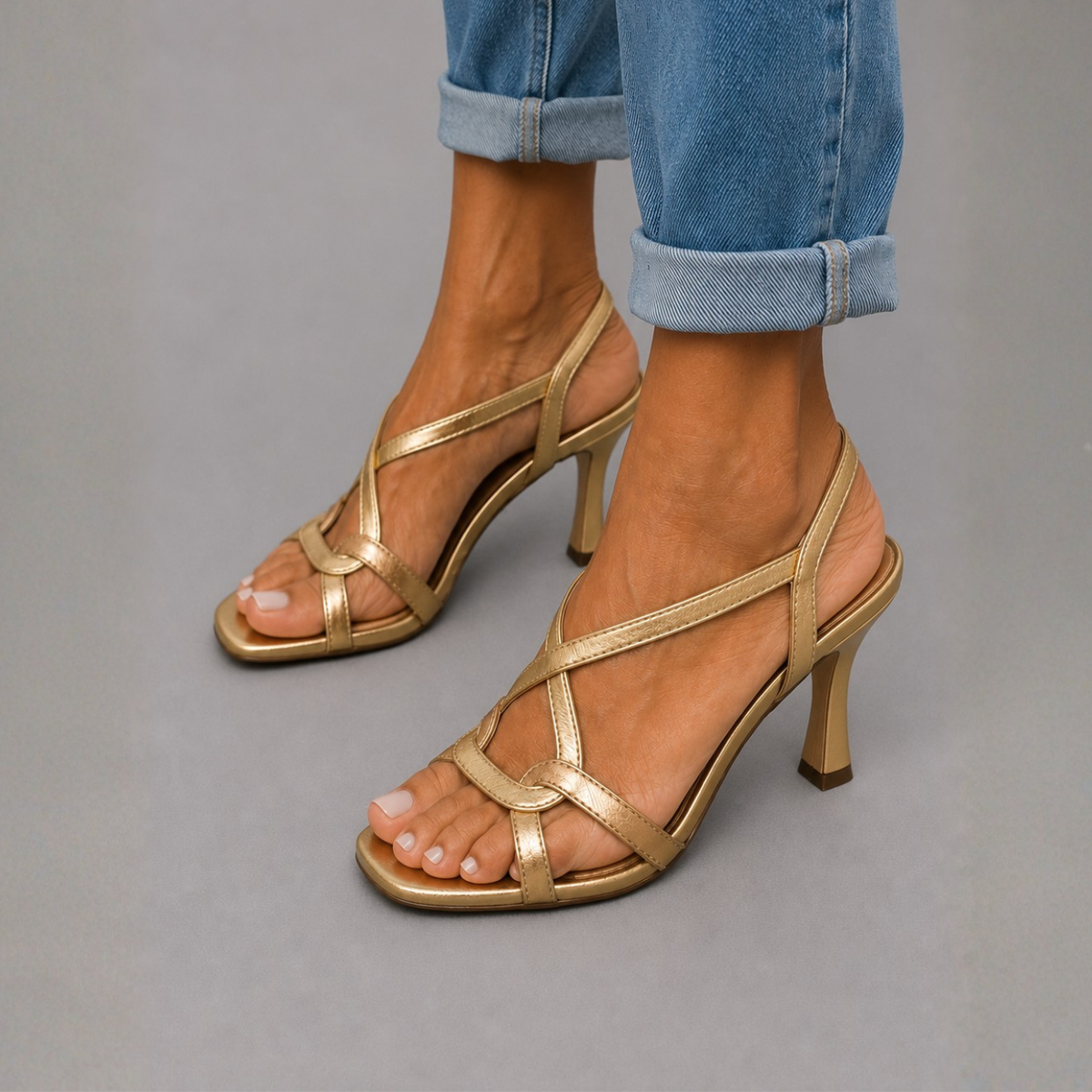 Soleil™ | Gold Sandals, Summer Charm