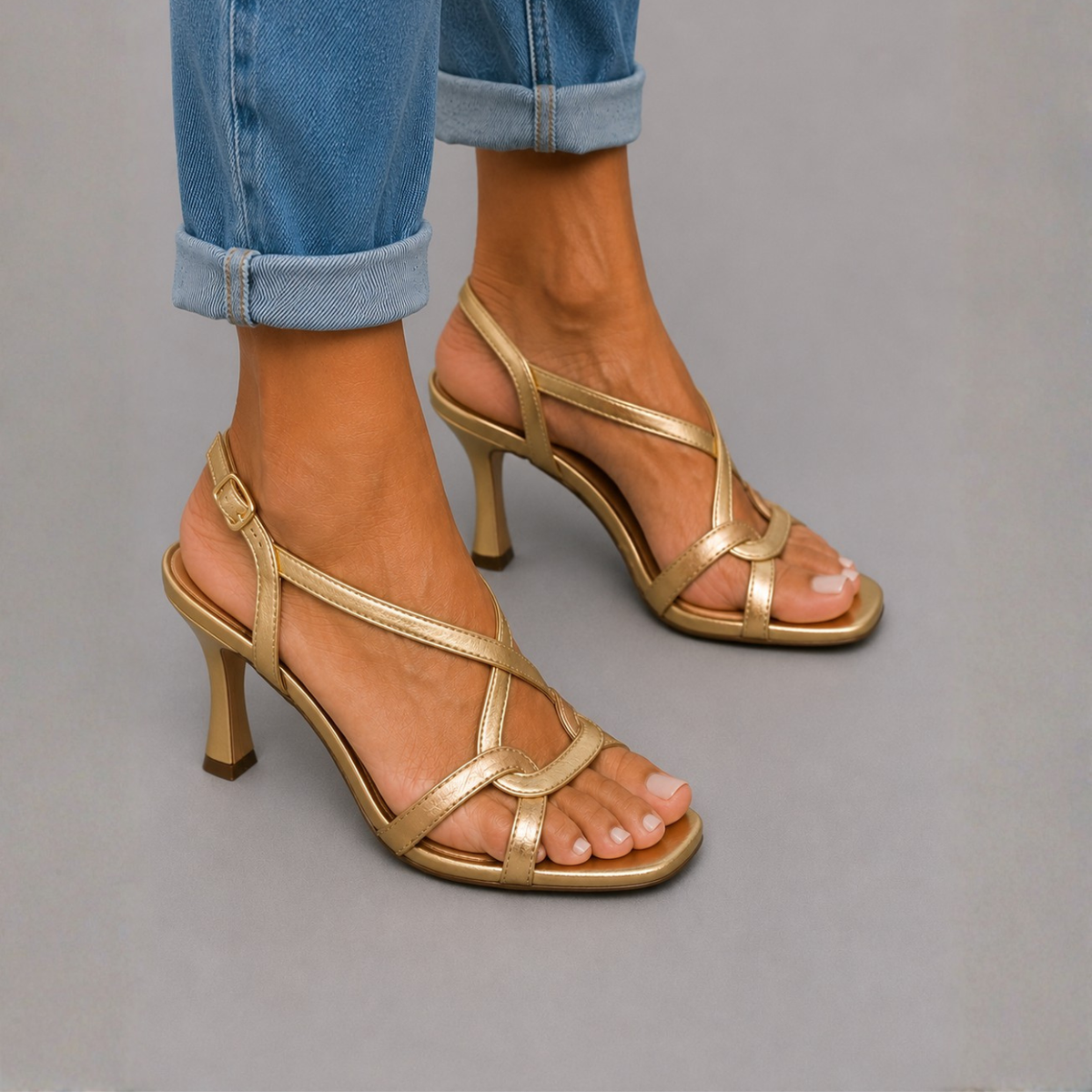 Soleil™ | Gold Sandals, Summer Charm