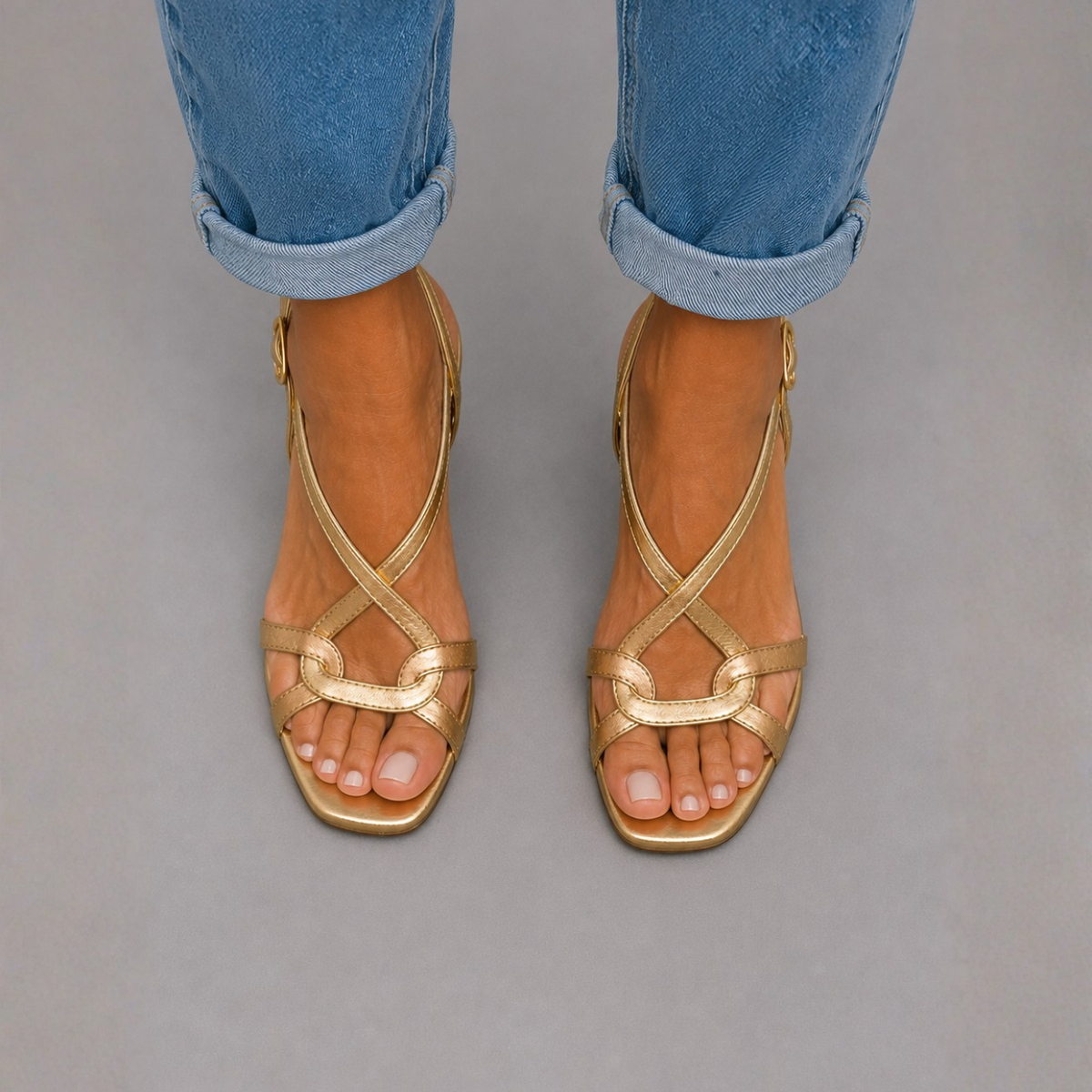 Soleil™ | Gold Sandals, Summer Charm
