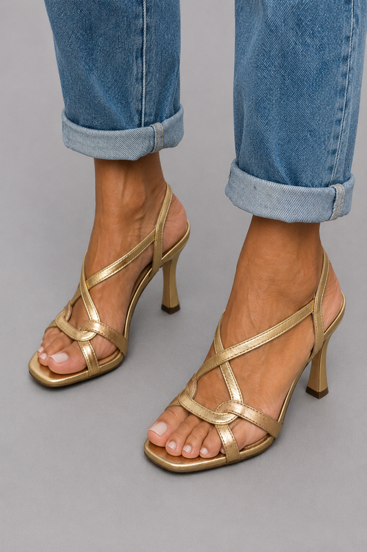 Soleil™ | Gold Sandals, Summer Charm