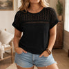 Wearbella – Open Knit Short Sleeve Top, Waffle Texture Spring Summer Blouse for Women