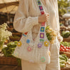 Florenza – Hand-Crocheted Floral Shoulder Bag for Women, Boho Granny-Square Tote with 3D Flowers