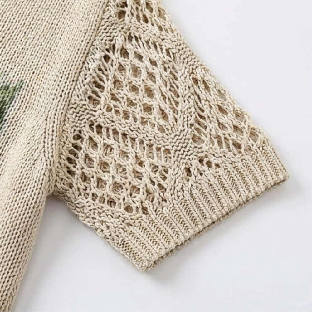 Rosavelle - Elegant Crochet Sleeve Floral Top