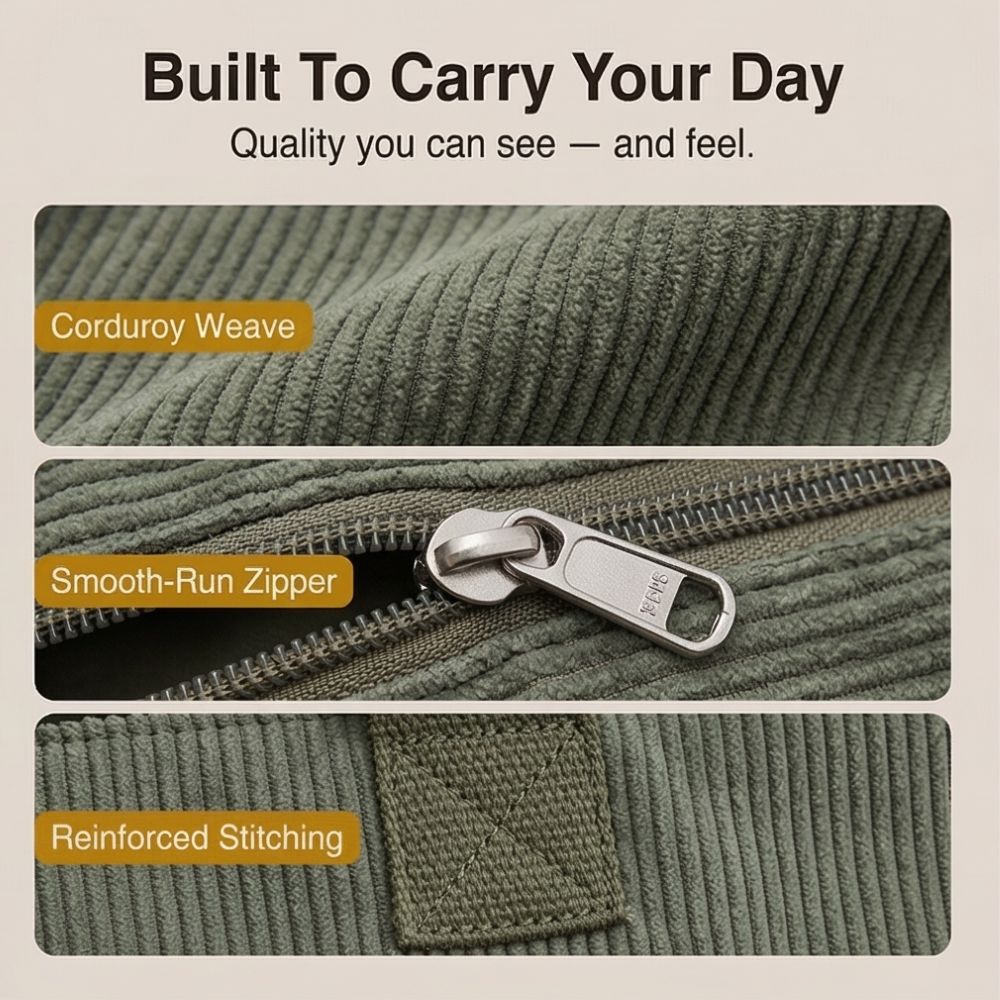 Clovera – Multi Pocket Corduroy Shoulder Bag