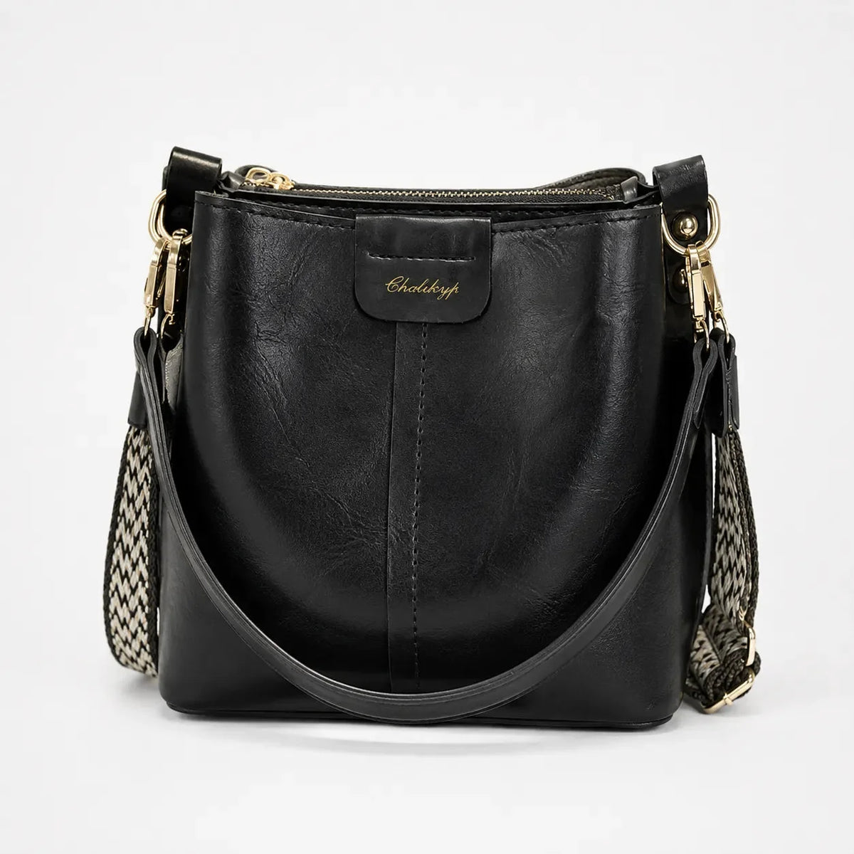 Bellora – Vintage Bucket Shoulder Bag with Woven Strap