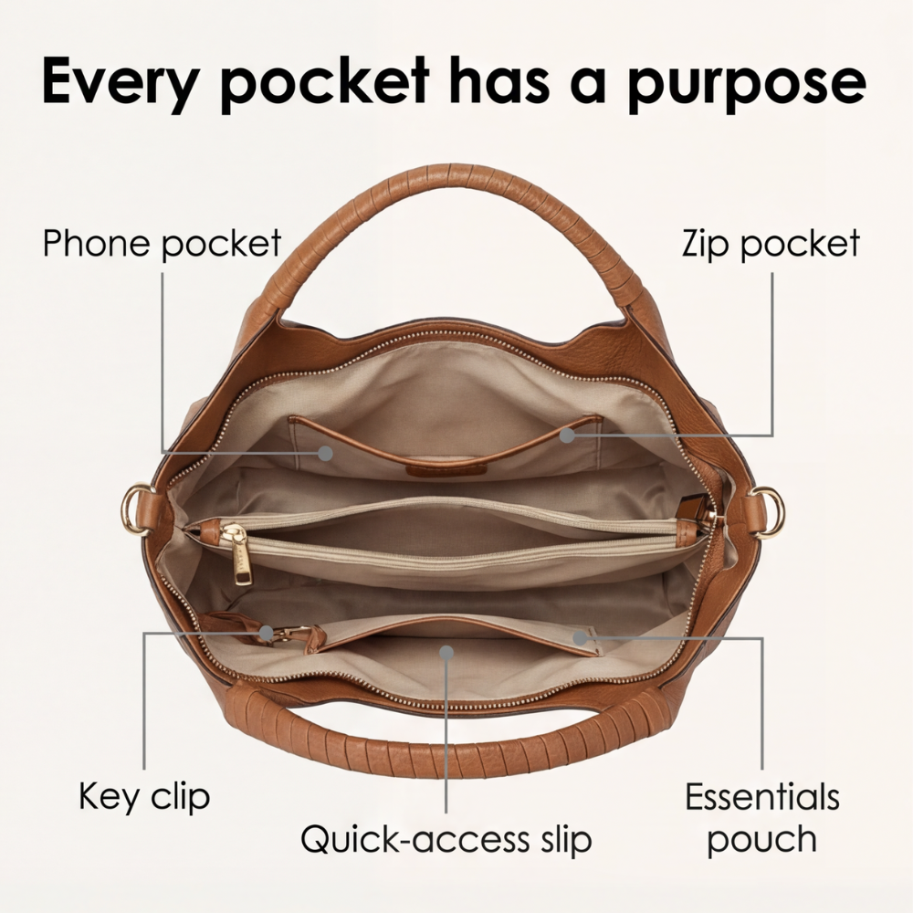 Carrina Soft Leather Everyday Hobo Bag