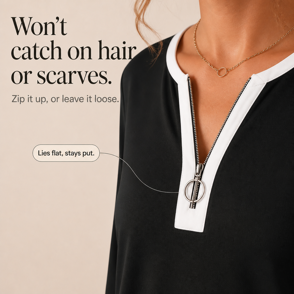 Wearbella – Half-Zip O-Ring Contrast Trim Shift Dress