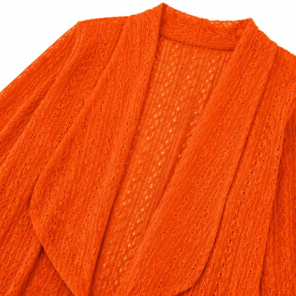 Solelle – Eyelet Waterfall Open-Front Cardigan for Women