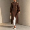 Wearbella – Gold-Tone Button Asymmetric Ribbed Knit Tunic