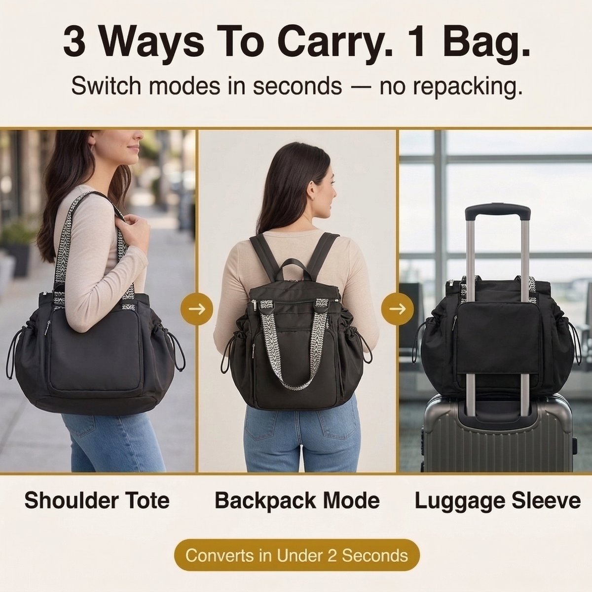 Carrova – Organized Everyday Tote with Backpack Straps