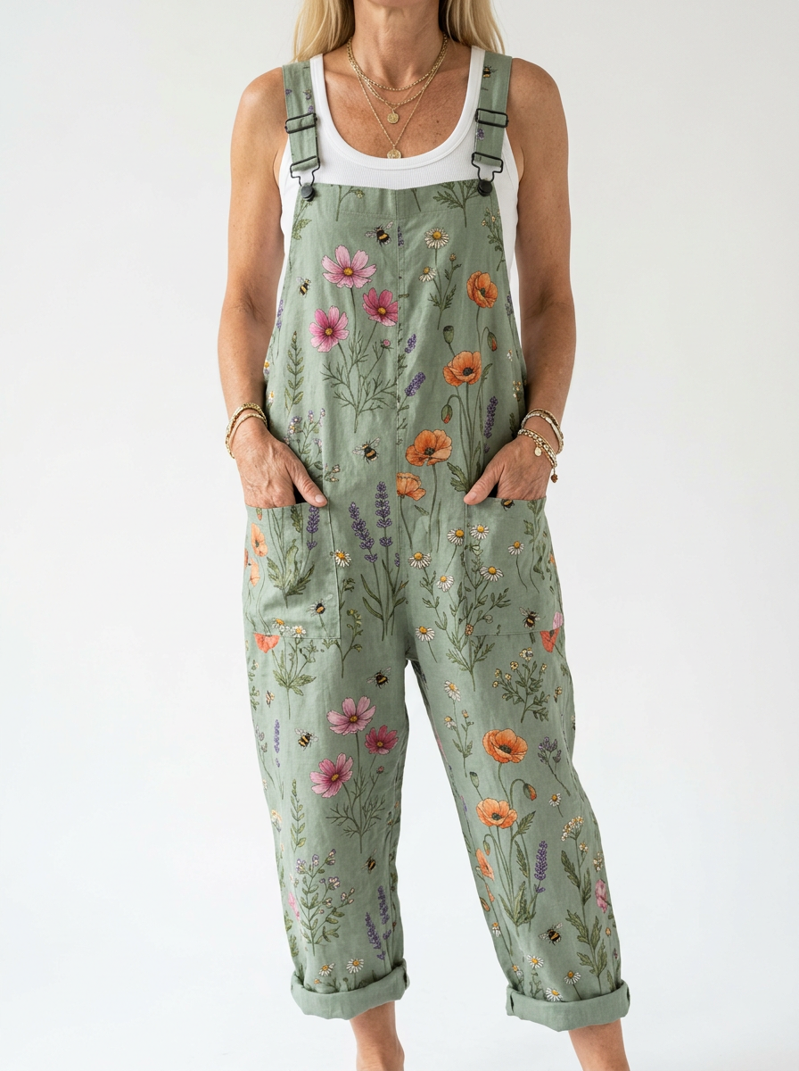 Comfortable Printed Overalls