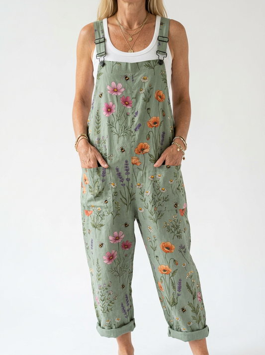 Comfortable Printed Overalls