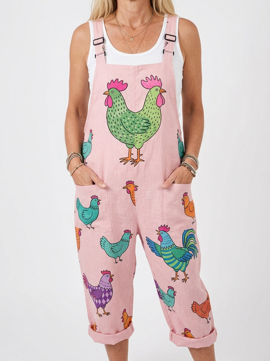 Comfortable Printed Overalls