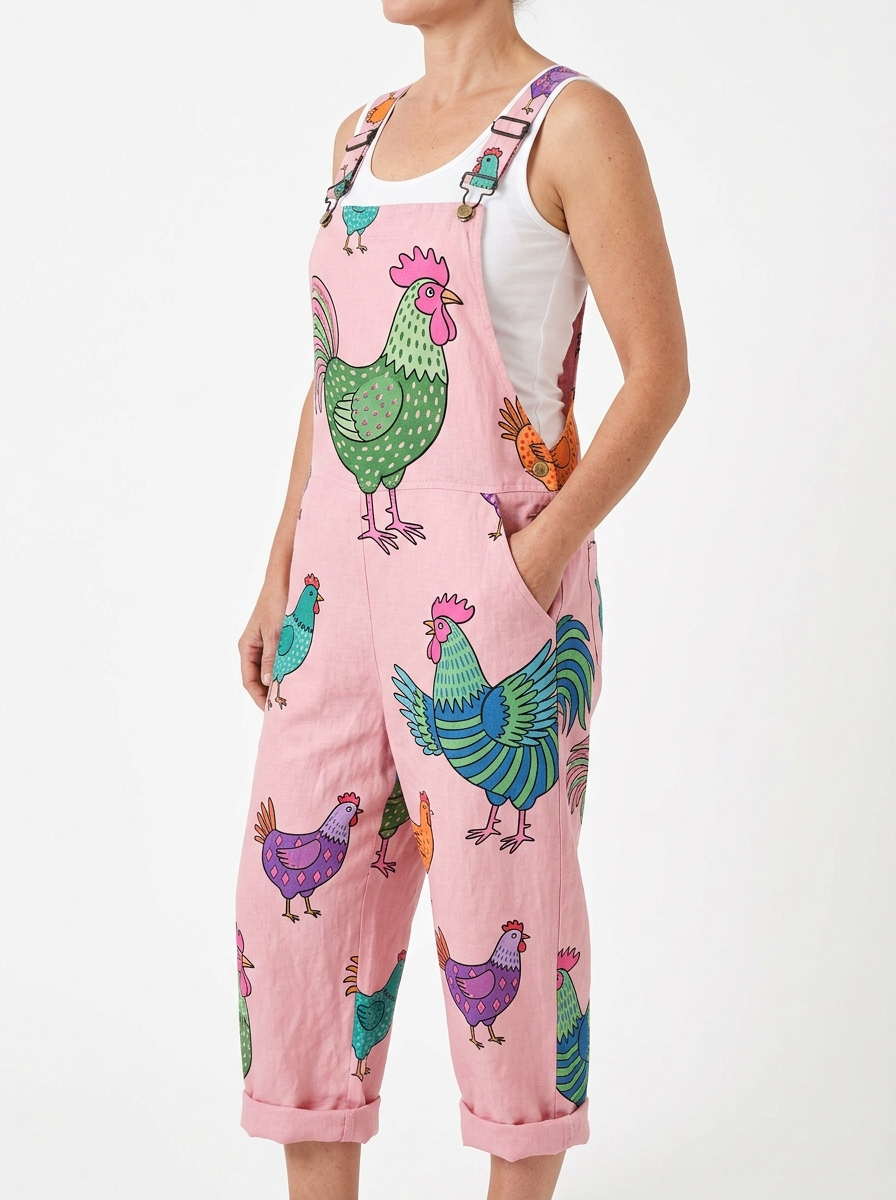 Comfortable Printed Overalls