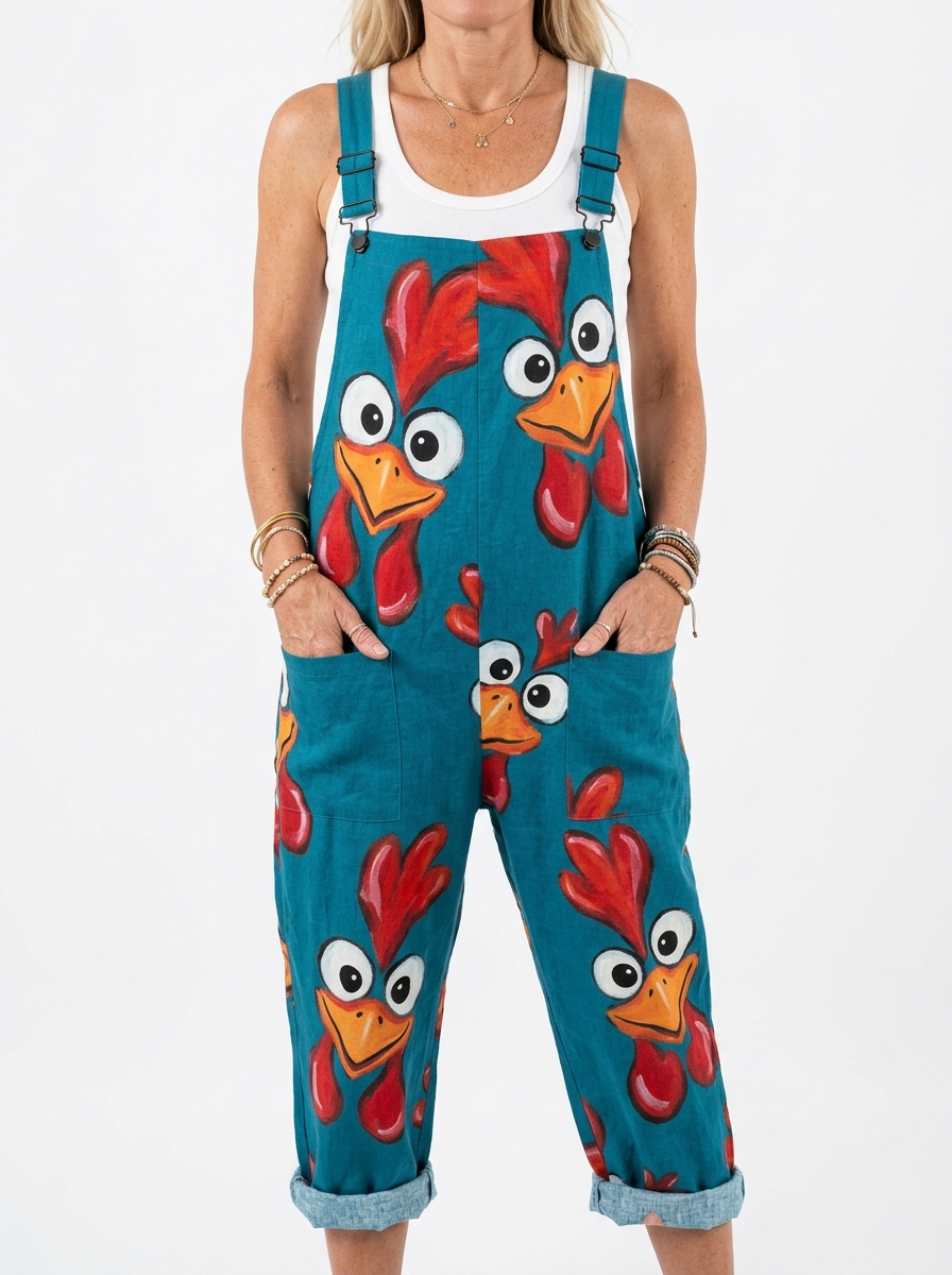 Comfortable Printed Overalls