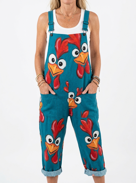 Comfortable Printed Overalls