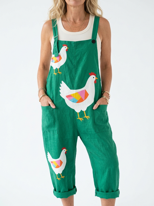 Comfortable Printed Overalls