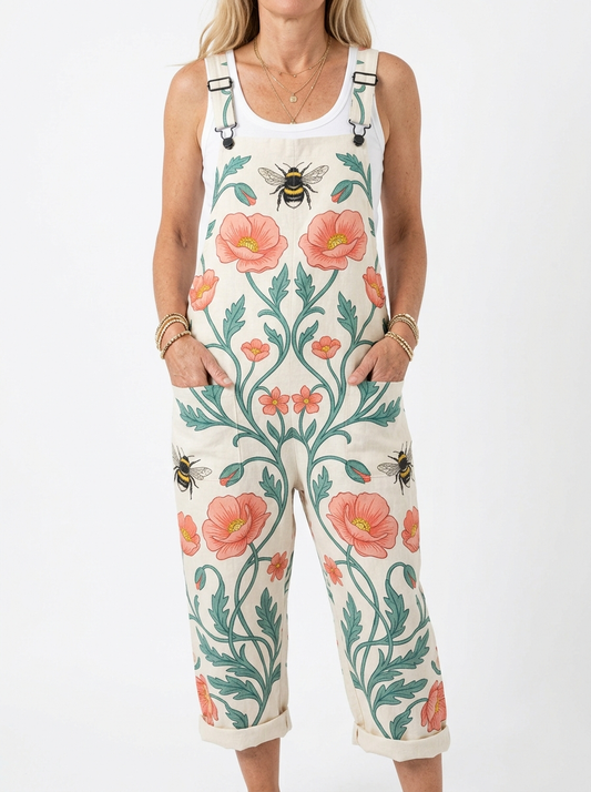 Comfortable Printed Overalls