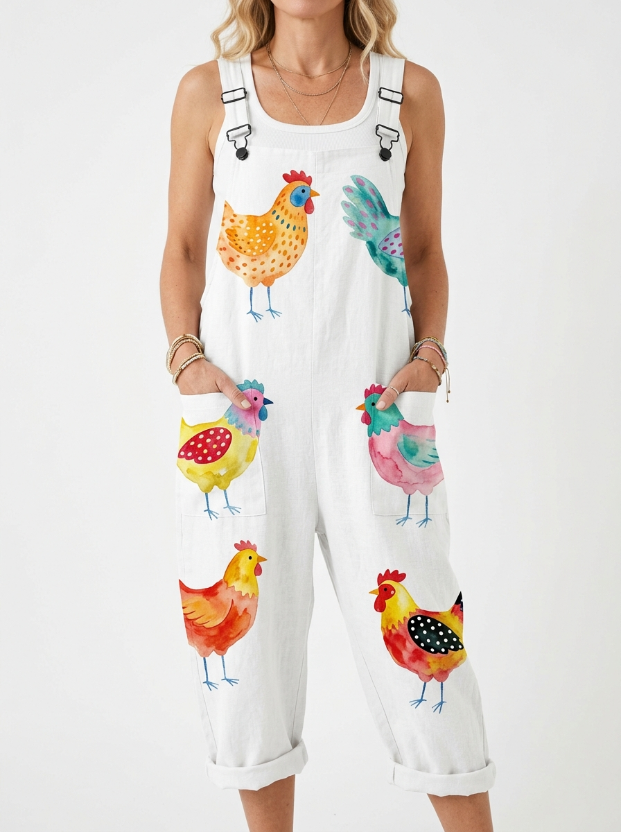 Comfortable Printed Overalls