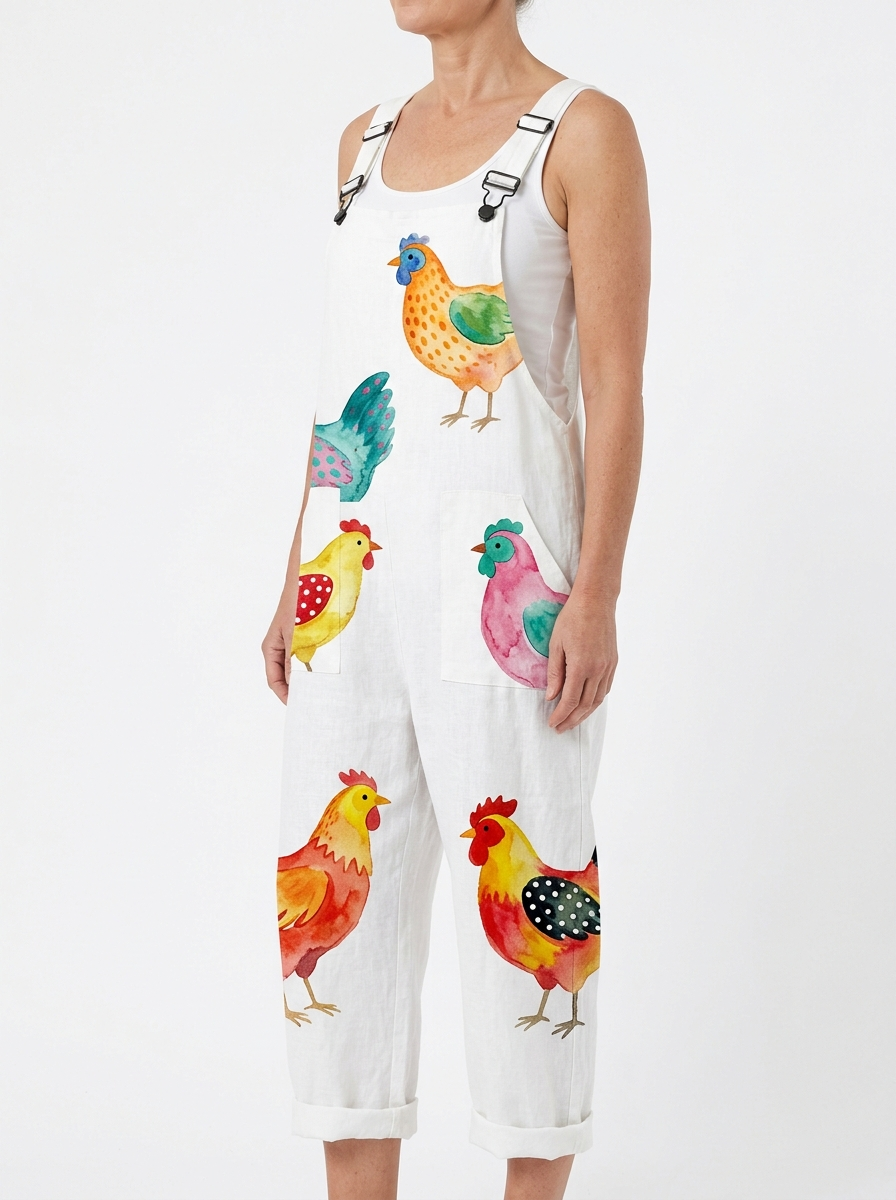 Comfortable Printed Overalls