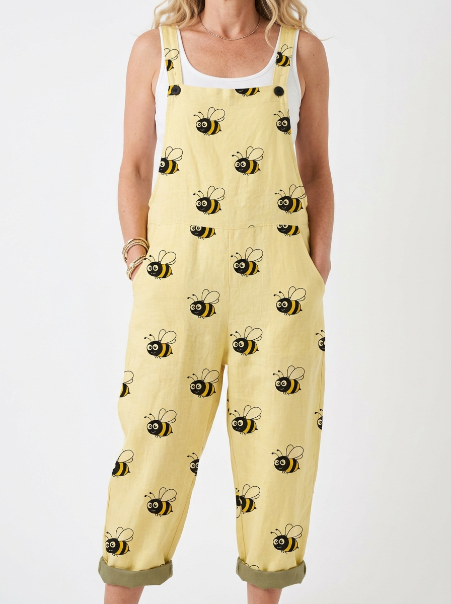 Comfortable Printed Overalls