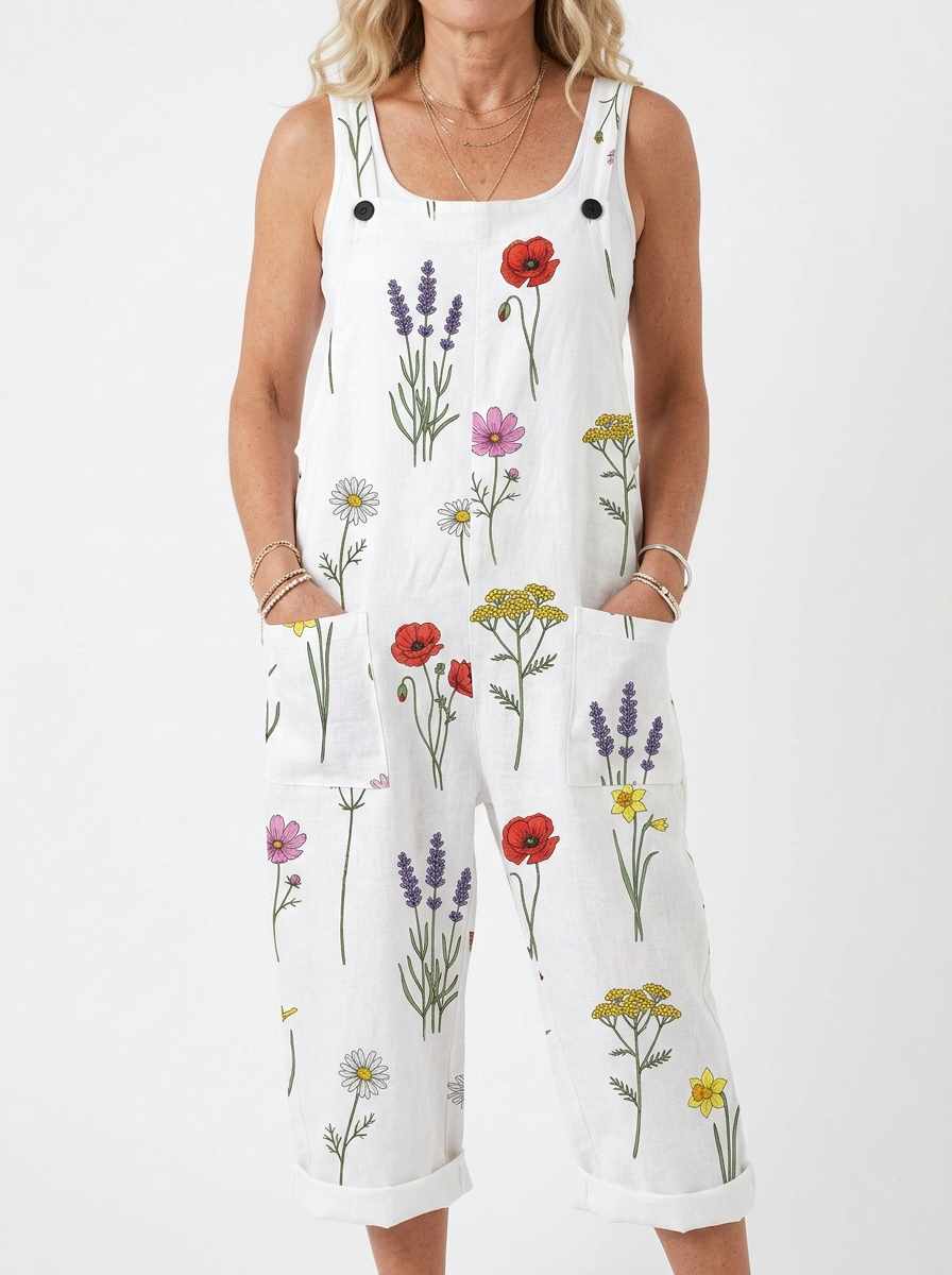 Comfortable Printed Overalls
