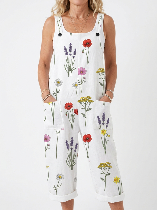 Comfortable Printed Overalls