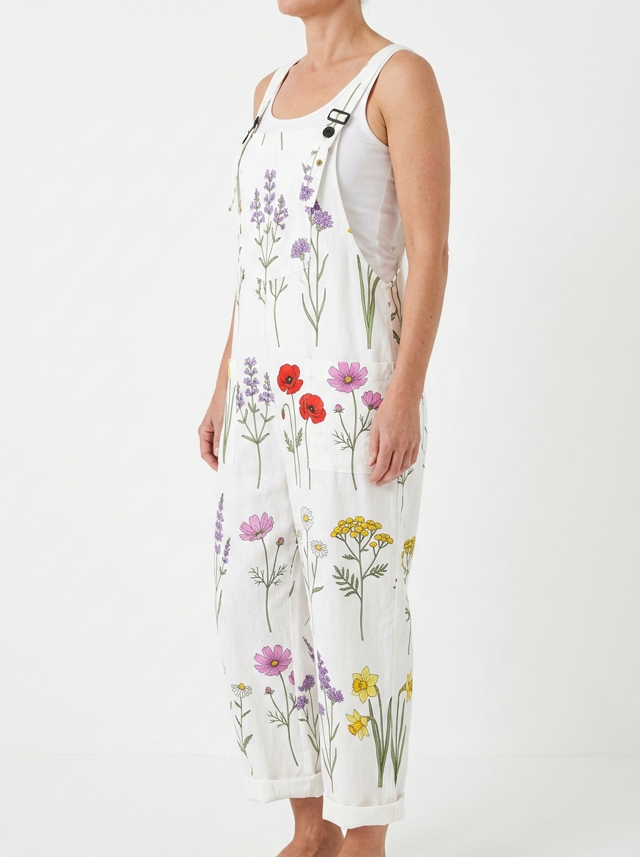 Comfortable Printed Overalls