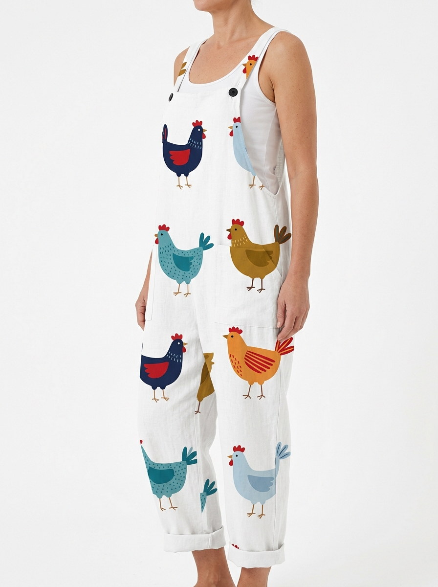 Comfortable Printed Overalls