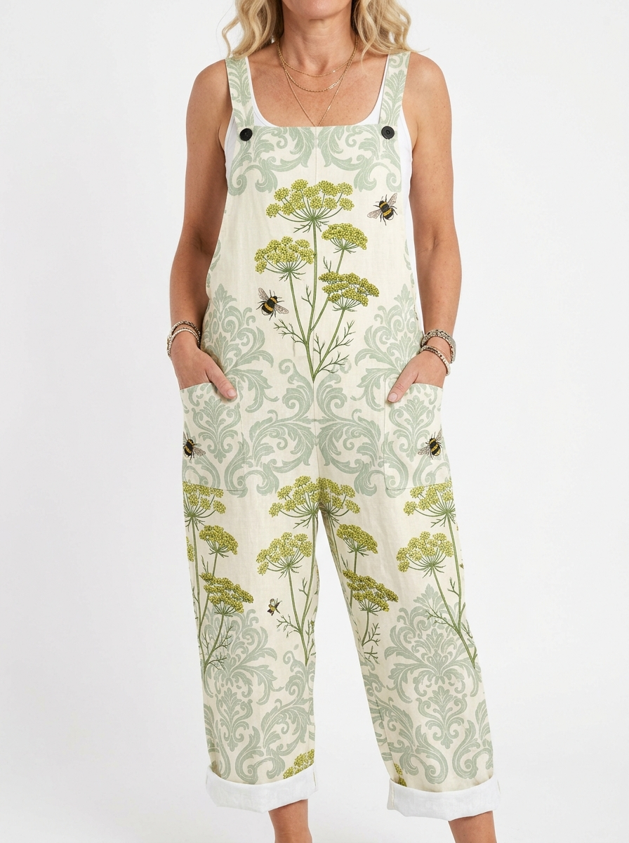 Comfortable Printed Overalls