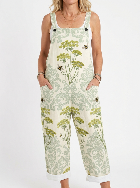 Comfortable Printed Overalls