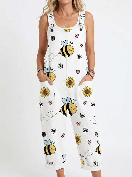 Comfortable Printed Overalls
