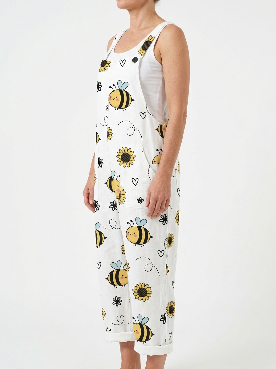 Comfortable Printed Overalls