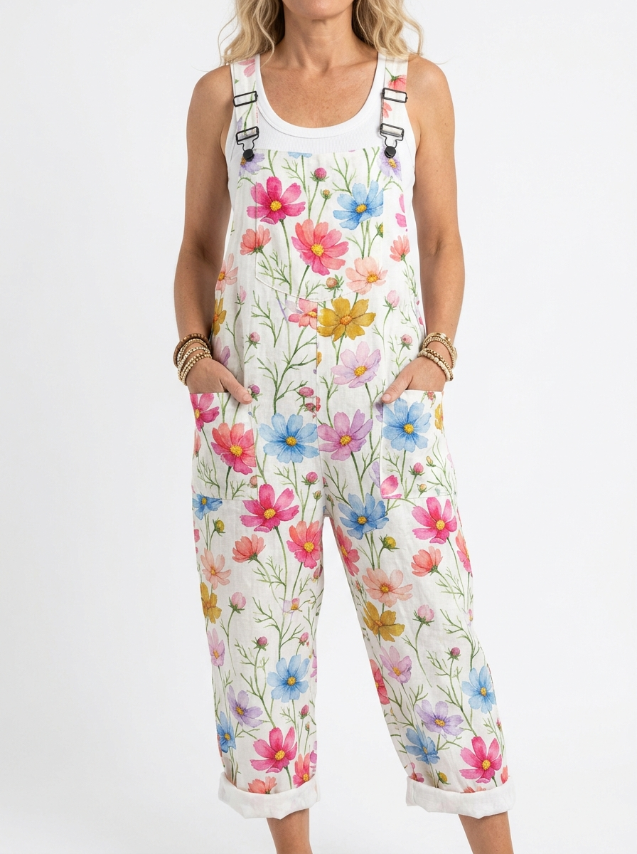 Comfortable Printed Overalls