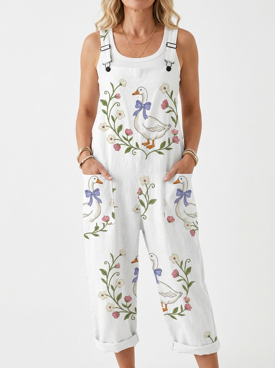 Comfortable Printed Overalls