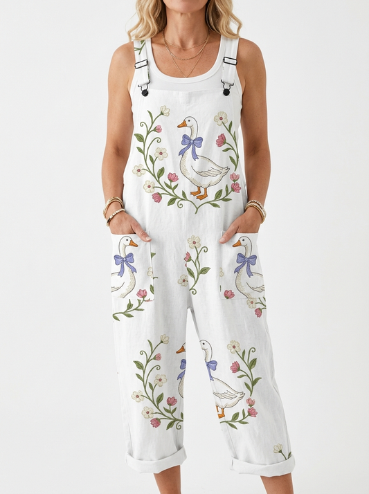 Comfortable Printed Overalls
