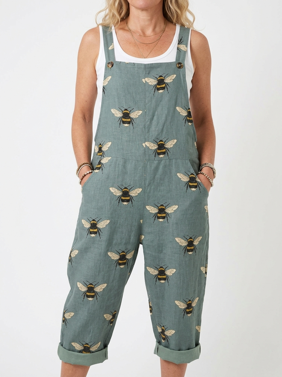 Comfortable Printed Overalls