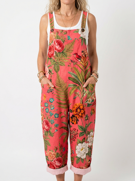 Comfortable Printed Overalls