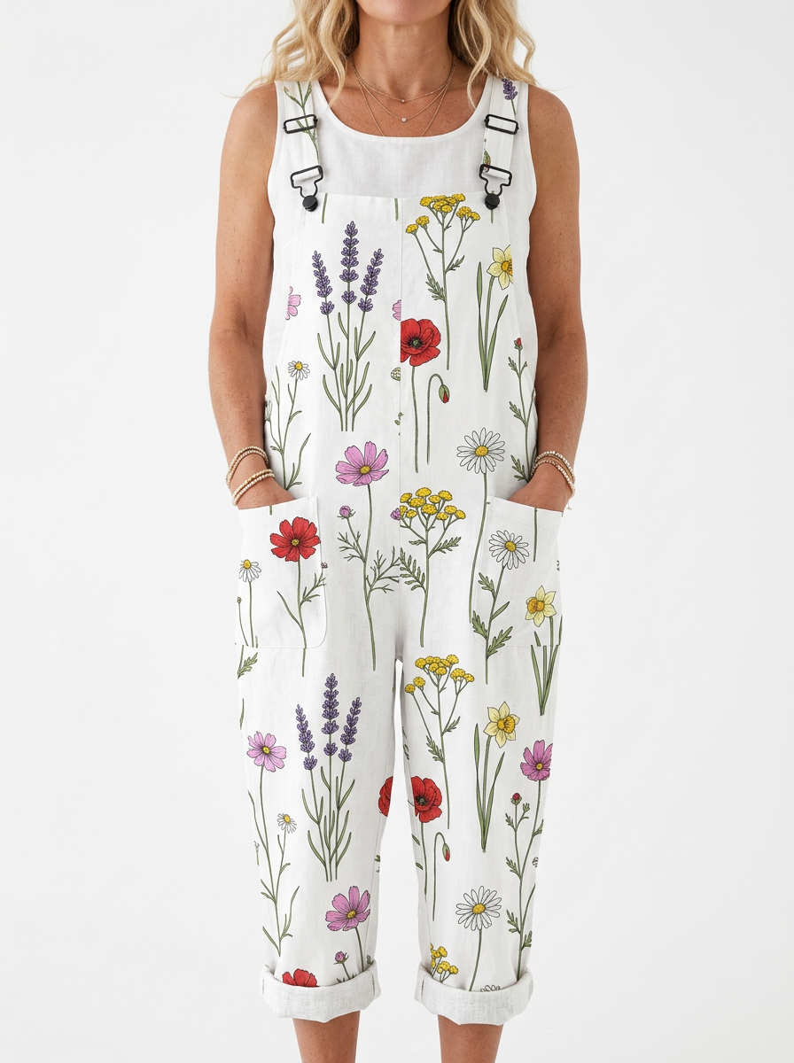 Comfortable Printed Overalls