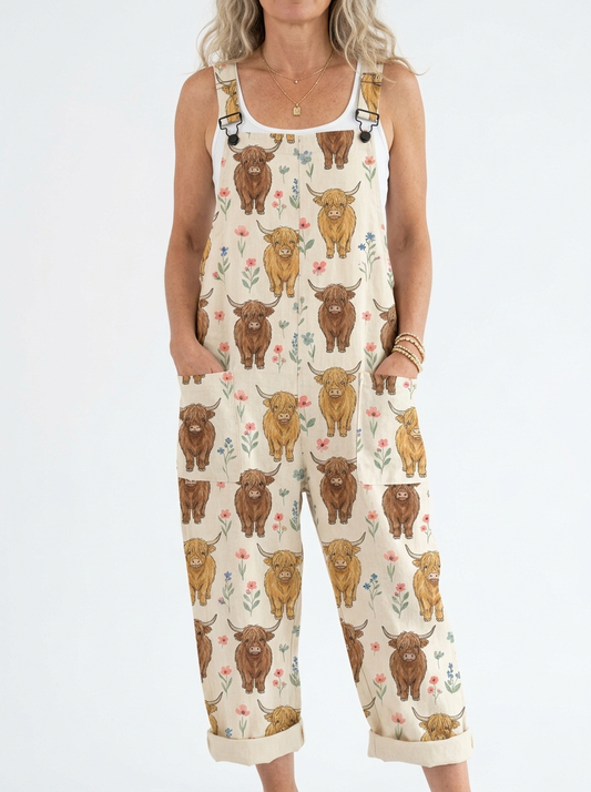 Comfortable Printed Overalls