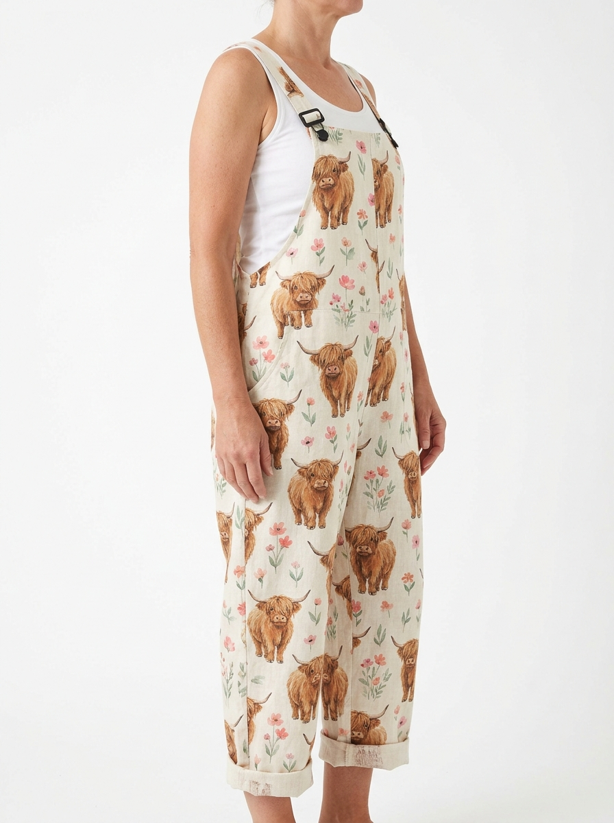 Comfortable Printed Overalls