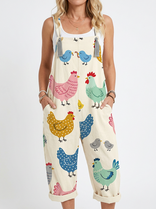 Comfortable Printed Overalls