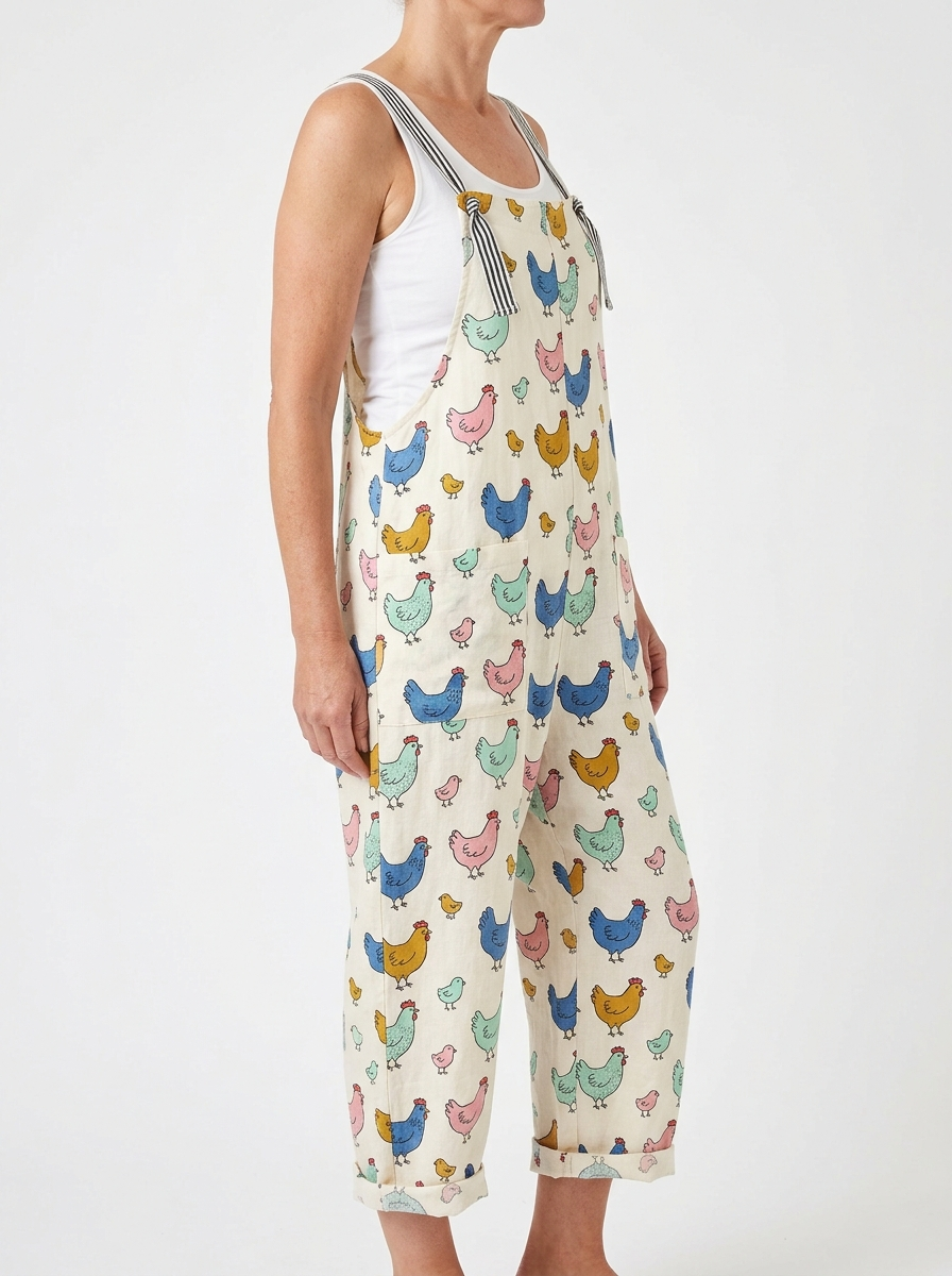 Comfortable Printed Overalls