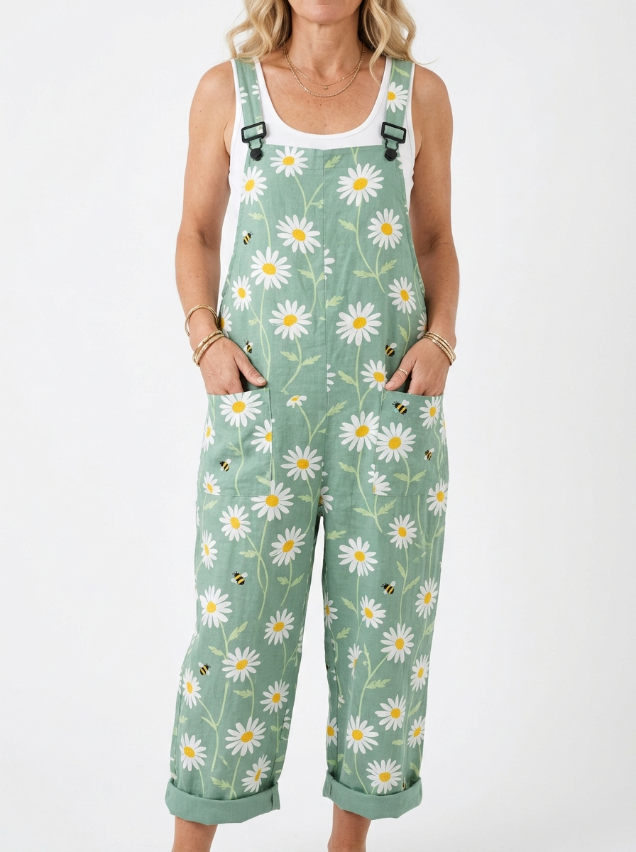 Comfortable Printed Overalls