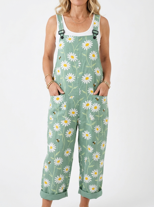 Comfortable Printed Overalls