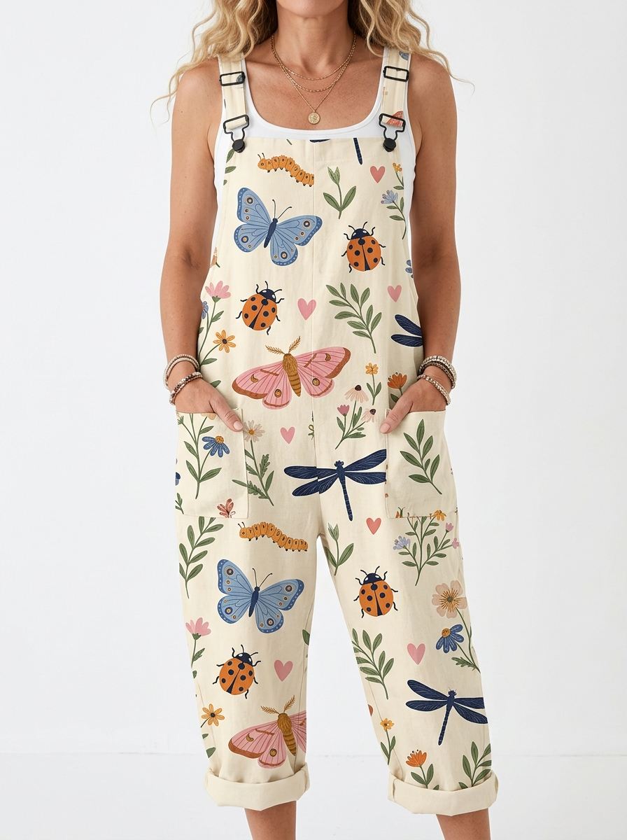 Comfortable Printed Overalls